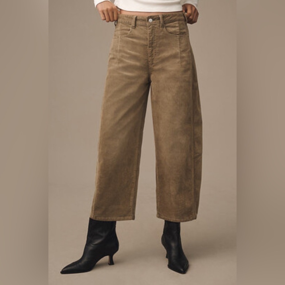 Pilcro The Kenna Heritage Mid-Rise Barrel Jeans moss green corduroy sz 30 - Picture 1 of 6